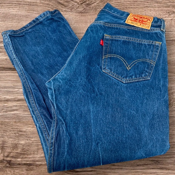 Levis 501XX Blue Button Fly Jeans, 90s Y2K, Size 34 x 28 - Picture 1 of 14